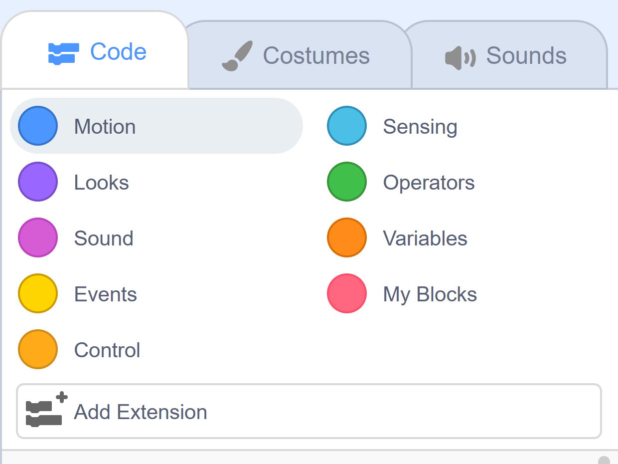 Two-column category menu