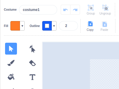 Customizable default costume editor colors