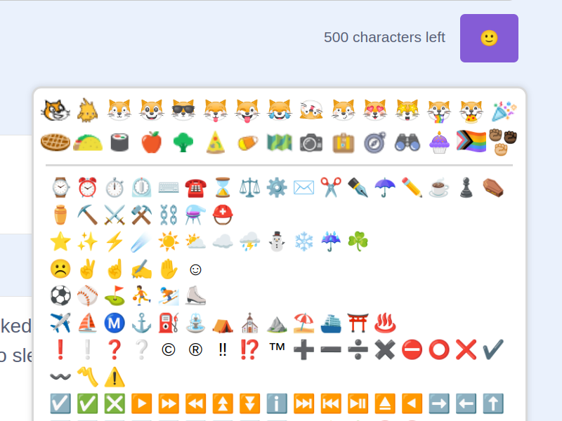 Selezione emoji nei commenti