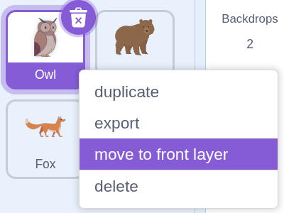 Move sprite to front layer