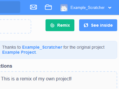 Remix button in own projects