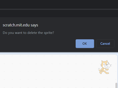 Sprite deletion confirmation
