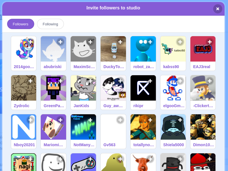 Browse followers button in studios