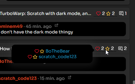 Skjermbilde av den nye Scratch meldingsfunksjonen.