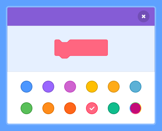 Screenshot of the “recolor custom blocks” addon in action